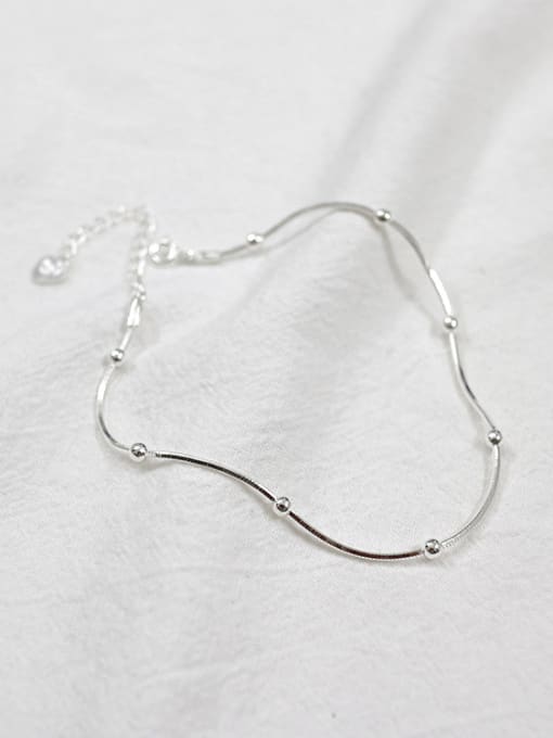 DAKA Simple Tiny Beads Silver Women Anklet 0