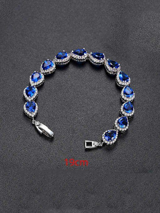 Blue Corundum T12D21 Copper With Platinum Plated Delicate Water Drop Bracelets