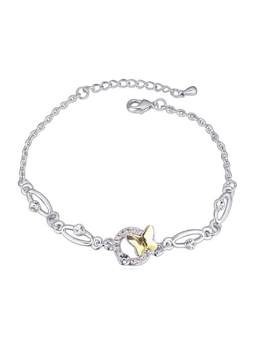 Yellow Simple Butterfly austrian Crystals Platinum Plated Bracelet