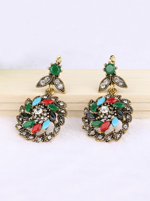 Gujin Bohemia Ethnic style Colorful Marquise Resin stones Alloy Three Pieces Jewelry Set 2