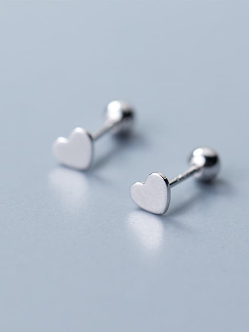Rosh Sterling silver minimalist mini peach heart Beads stud earrings 2