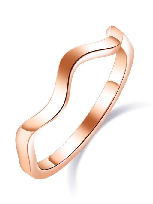 Open Sky Stainless Steel With Rose Gold Plated Simplistic wave Rings 0