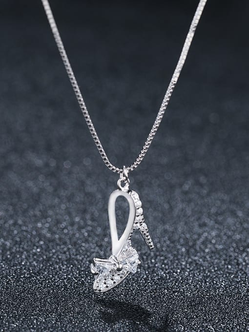 Platinum 925 Sterling Silver With Platinum Plated Personality High-Heeled Shoes Necklaces