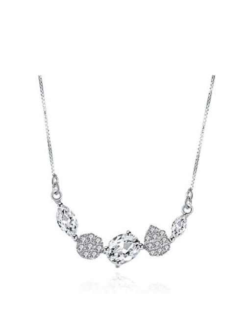 OUXI Fashion Zirconias Platinum Plated Necklace 0