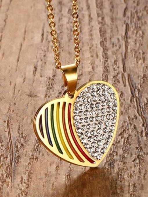 CONG Creative Gold Plated Heart Shaped Rhinestone Pendant