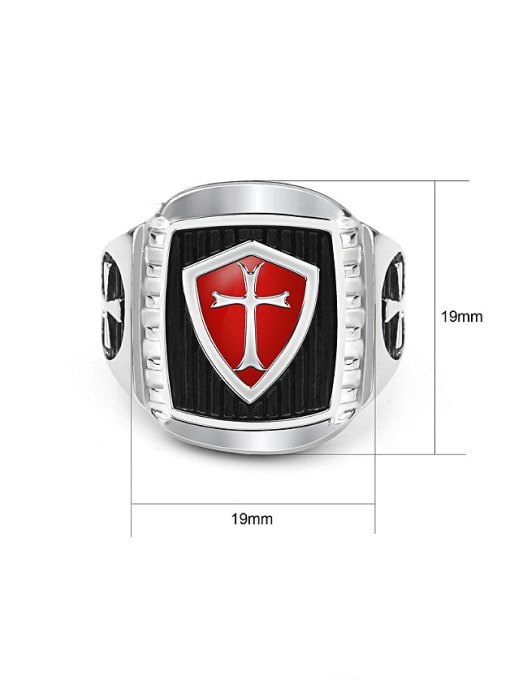 RANSSI Retro Crusader Cross Signet Ring 2