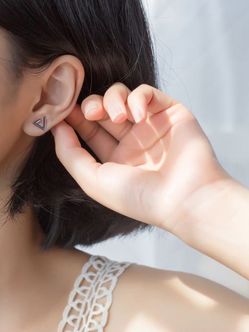 Rosh Creative Open Design Triangle Shaped Enamel Stud Earrings 2