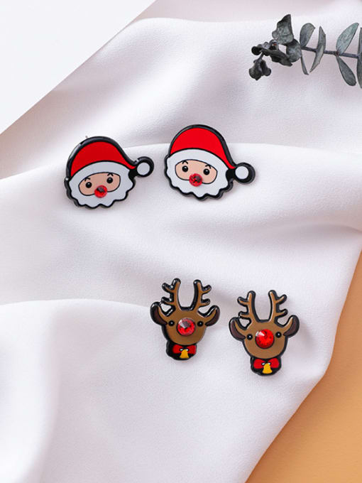 Girlhood Alloy With Gold Plated Trendy Santa Claus Snowman Stud Earrings 0