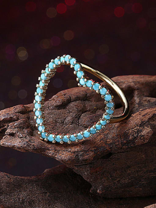 OUXI Fashion Heart-shaped Turquoise Stones Ring 3