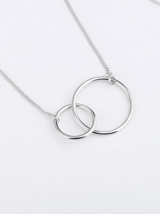 Peng Yuan Simple Double Rings Silver Necklace 2