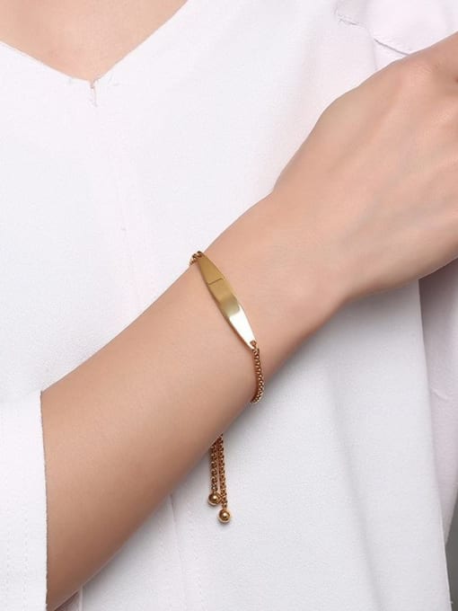 CONG Adjustable Length Gold Plated Geometric Shaped Titanium Bracelet 1