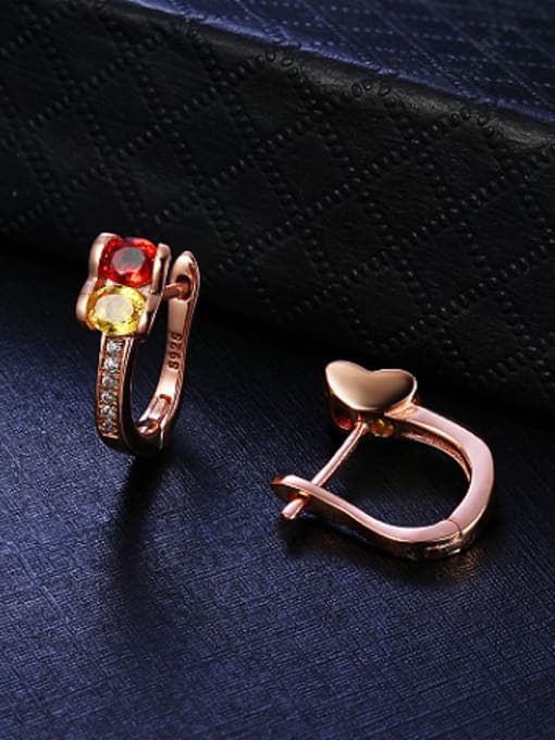 Deli Rose Gold Plated Multi-color Gemstones stud Earring 1