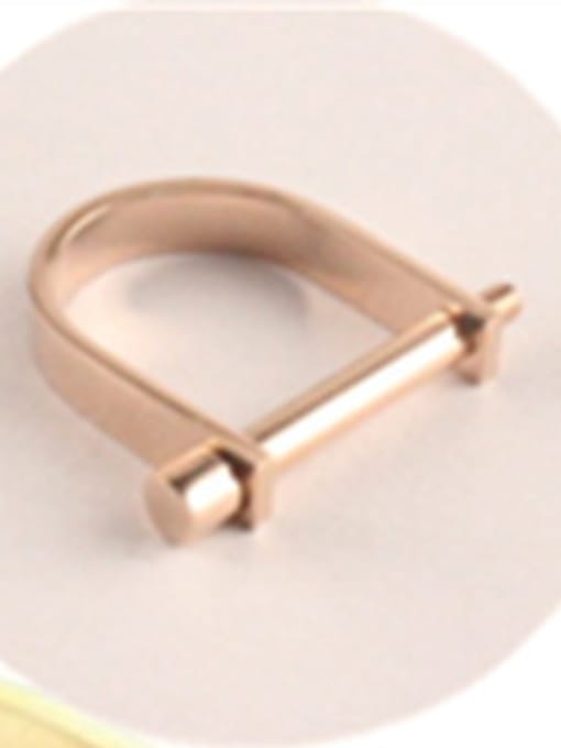 GROSE Simple Rose Gold Plated Titanium Ring 2
