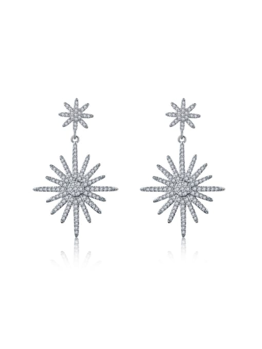 ALI New stylish new type of zircon size snowflake ear nail Earring