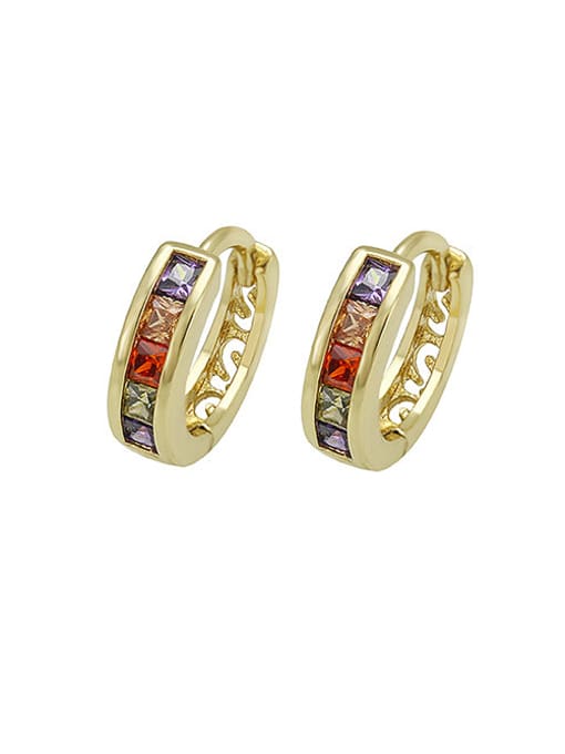 XP Copper Alloy 14K Gold Plated Hollow Multi-color Zircon Clip clip on earring