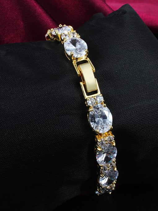 SANTIAGO Trendy 18K Gold Plated Geometric Shaped Zircon Bracelet 1
