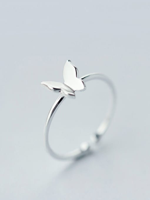 Rosh S925 silver sweet smooth butterfly opening ring 0