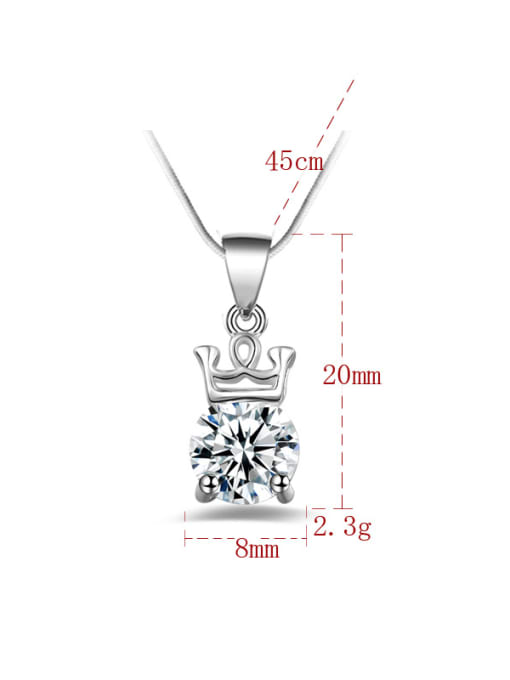 Ya Heng Simple Tiny Crown Cubic Zircon Pendant Copper Necklace 3