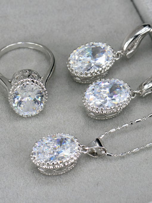 White Ring 6 Yards High Quality Oval Zircon Two Pieces Jewelry Set