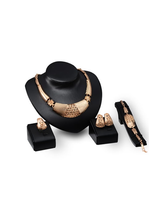 BESTIE Alloy Imitation-gold Plated Hyperbole style Hollow Four Pieces Jewelry Set 0