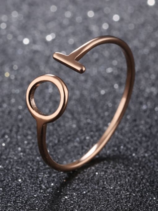 Open Sky Stainless Steel With Rose Gold Plated Simplistic Geometric Band Rings 1