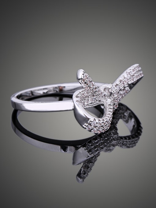 Wei Jia Fashion Cubic White Zircon-studded Bowknot Copper Ring 1