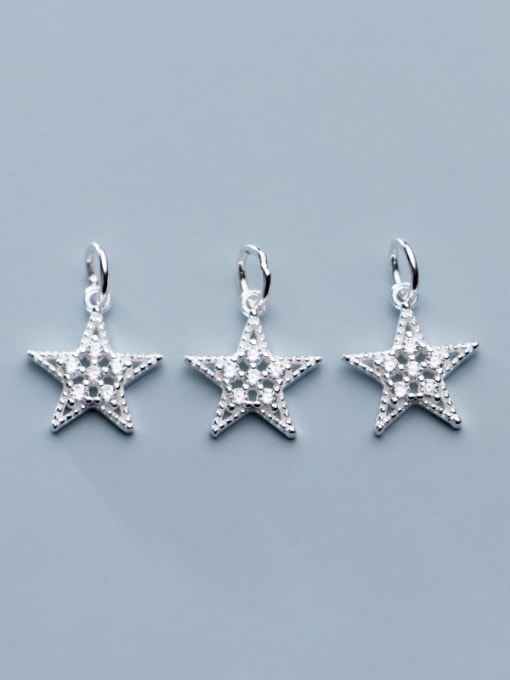 FAN 925 Sterling Silver With Cubic Zirconia Simplistic Star Charms 1