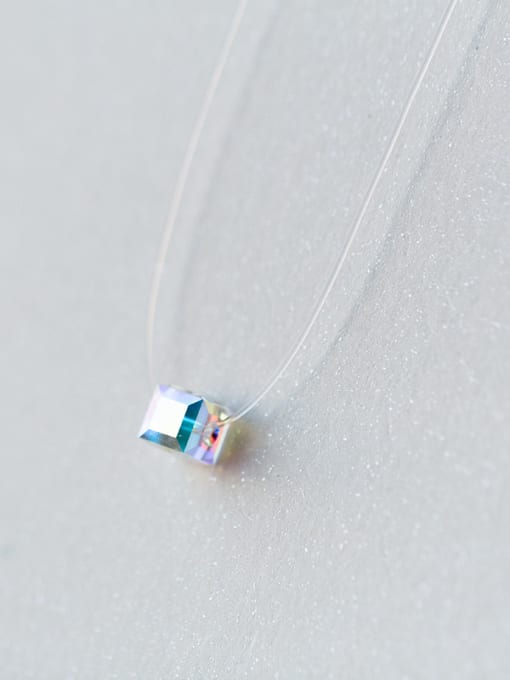 Rosh Temperament Multi-color Square Shaped Zircon S925 Silver Necklace 2