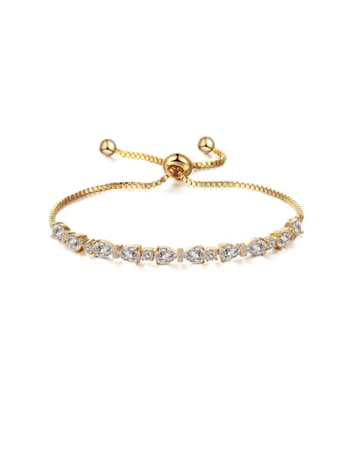 Champagne gold Copper With Cubic Zirconia  Fashion Water Drop Bracelets