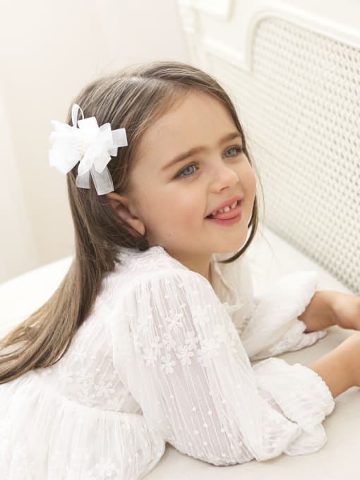 YOKI KIDS White Ribbon Hair clip 1