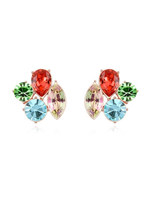 QIANZI Personalized Geometrical austrian Crystals Alloy Stud Earrings