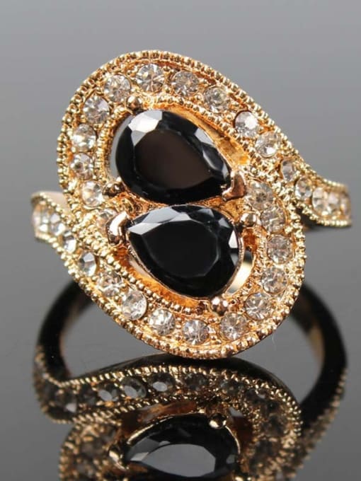 Gujin Retro Noble style Resin stones Crystals Gold Plated Ring 3