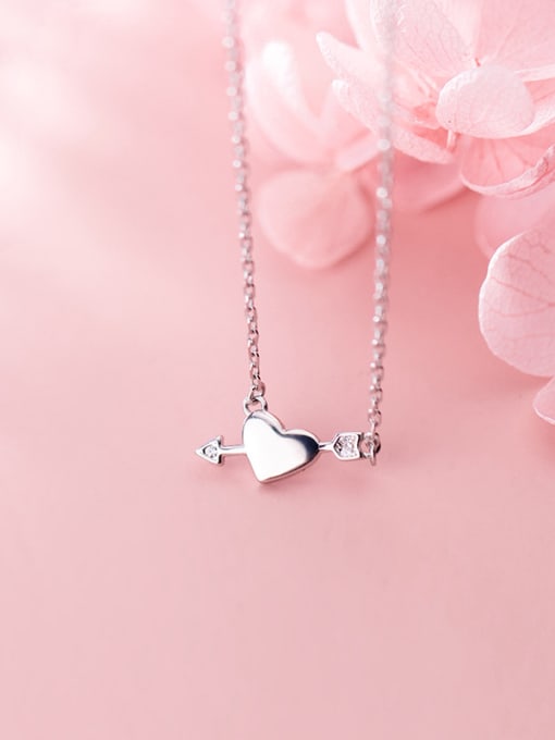 Rosh 925 Sterling Silver With Cubic Zirconia  Cute Heart Necklaces 1