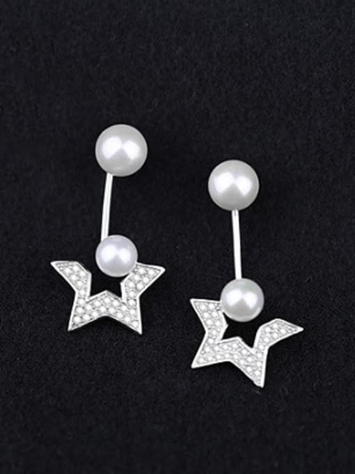 Peng Yuan Freshwater Pearl Star Zircon Stud Earrings 0