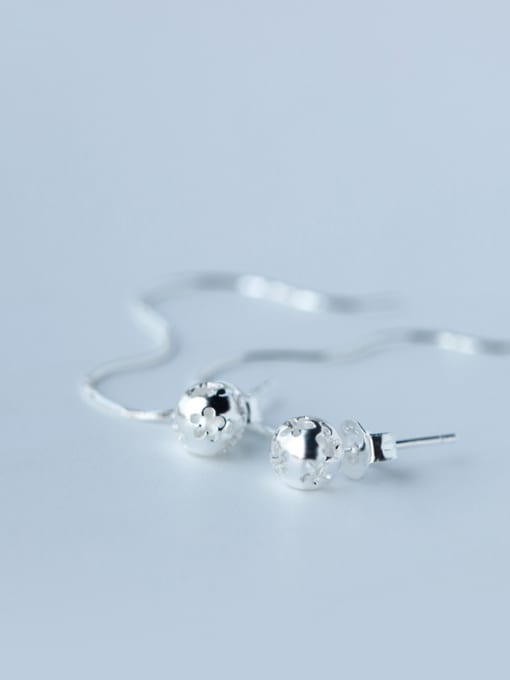 Rosh S925 Silver Hollow Sphere drop threader earring