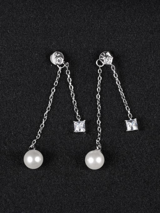 Peng Yuan Freshwater Pearl Zircon Silver Earrings