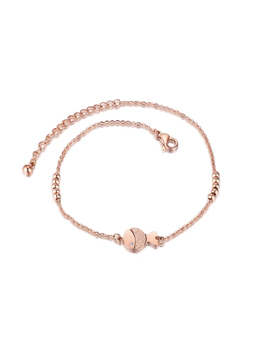 Open Sky Simple Rose Gold Plated Titanium Anklet 0