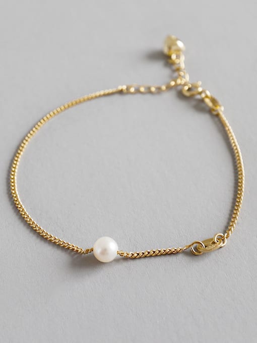 DAKA Pure silver fashion gilded fresh water pearl chain hand chain 1