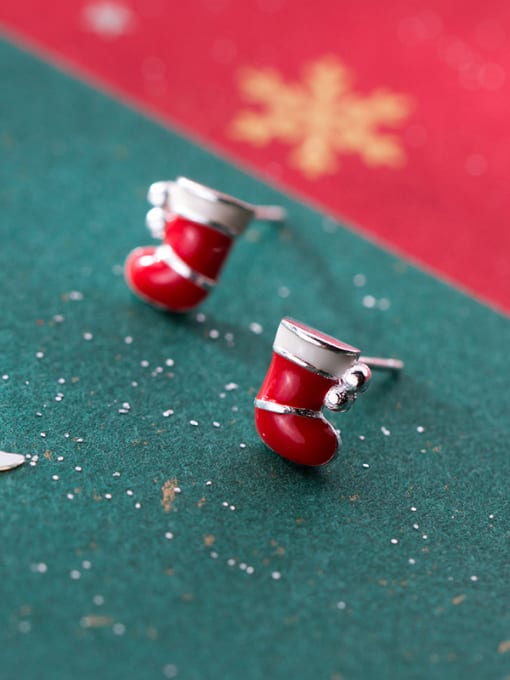 Christmas boots studs 925 Sterling Silver With  Cute Christmas gift Stud Earrings