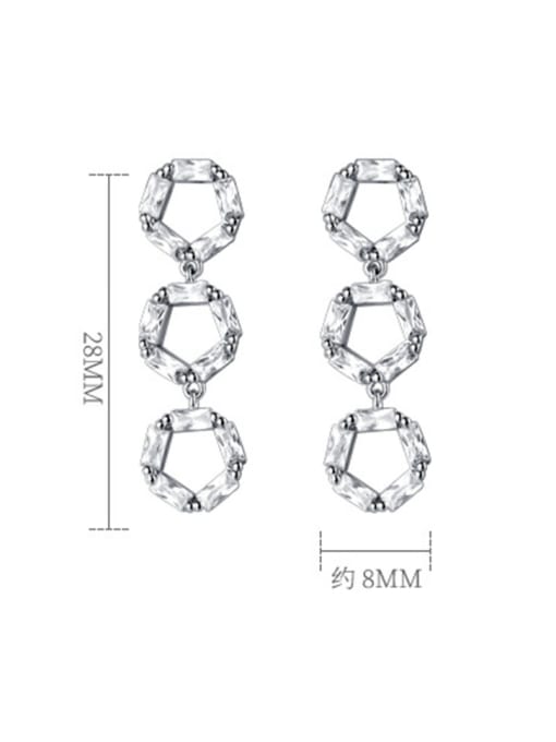 Dan 925 Sterling Silver With Cubic Zirconia Luxury Round Drop Earrings 3