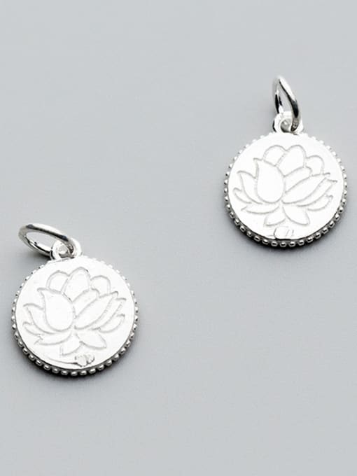 FAN 925 Sterling Silver With Silver Plated Delicate lotus flower Round Charms 1