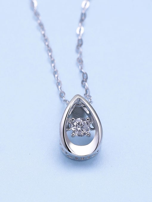 One Silver Water Drop Zircon Necklace
