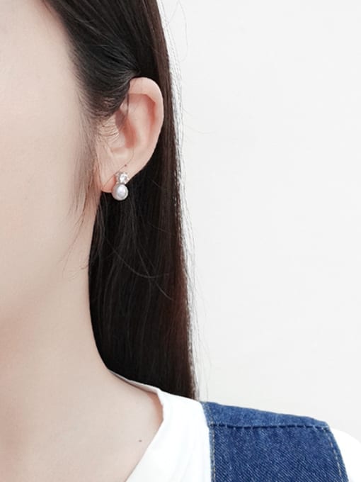 DAKA Simple Freshwater Pearls Women Stud Earrings 1