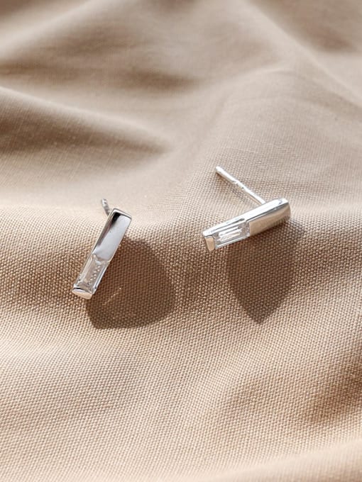 DAKA 925 Sterling Silver With Silver Plated Simplistic Geometric Stud Earrings 1