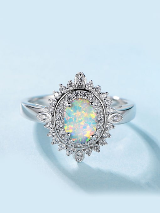 White 2018 Oval Opal Stone Engagement Ring