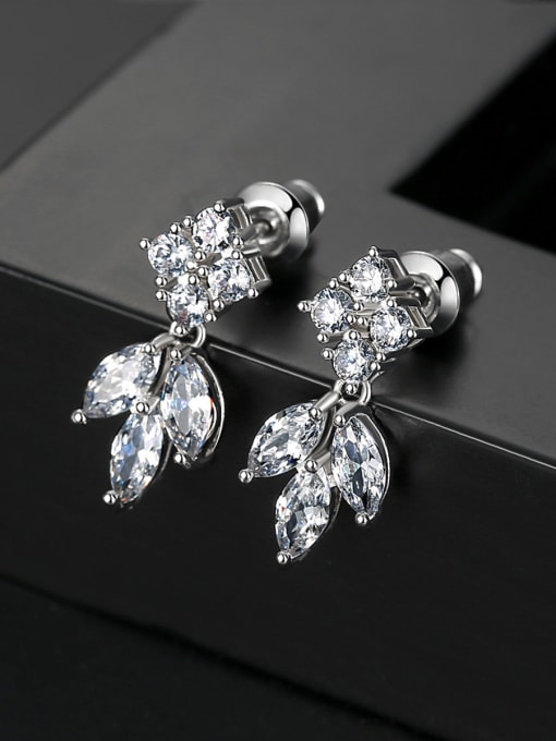 BLING SU Copper With Platinum Plated Luxury Water Drop Drop Earrings 3