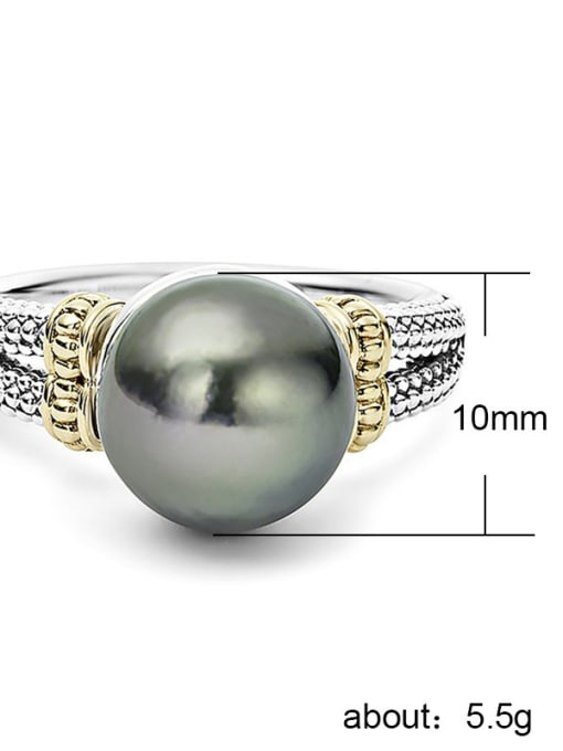 MATCH Copper With White Gold Plated Classic Round Imitation Pearl Solitaire Rings 2