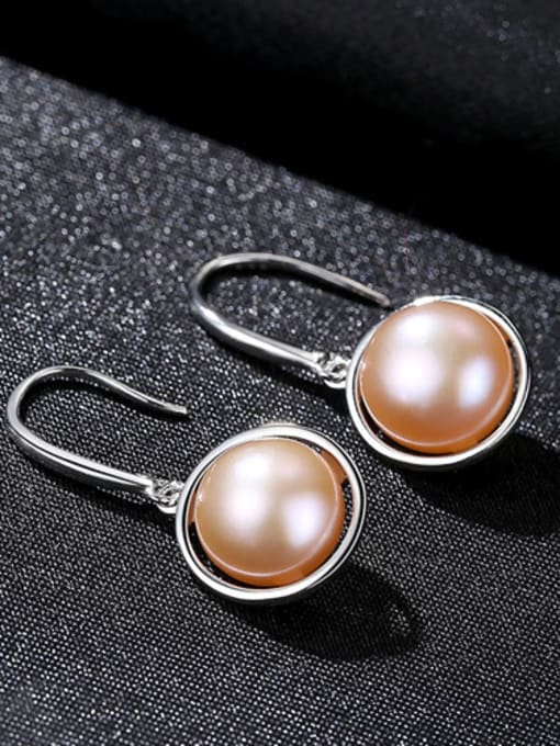 Pink Sterling  Silver Natural Freshwater Pearl Earrings
