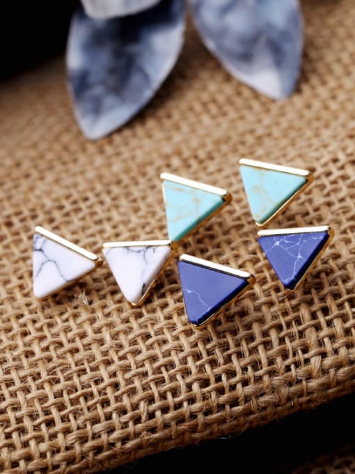 KM Lovely Triangular Synthetic Stones  Alloy stud Earring 3