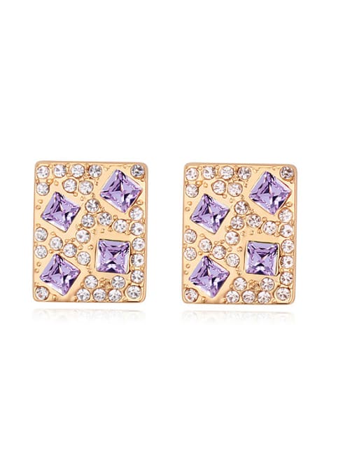 QIANZI Personalized Champagne Gold Plated austrian Crystals-covered Stud Earrings 2